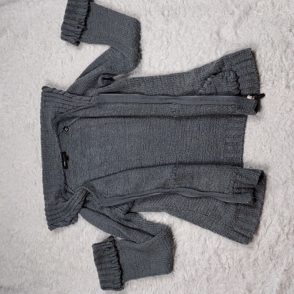 Bcbgmaxazria Gray Shawl Collar Long Sleeve Zipper Front Knit Cardigan Sweater - Picture 3 of 11